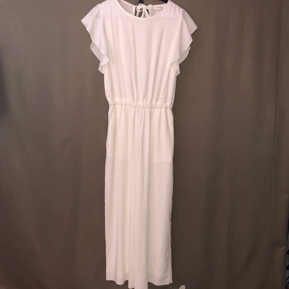 Wide Leg White Jumpsuit With Cutout Back NWT Size Large Brand Mod Ref - Picture 2 of 11